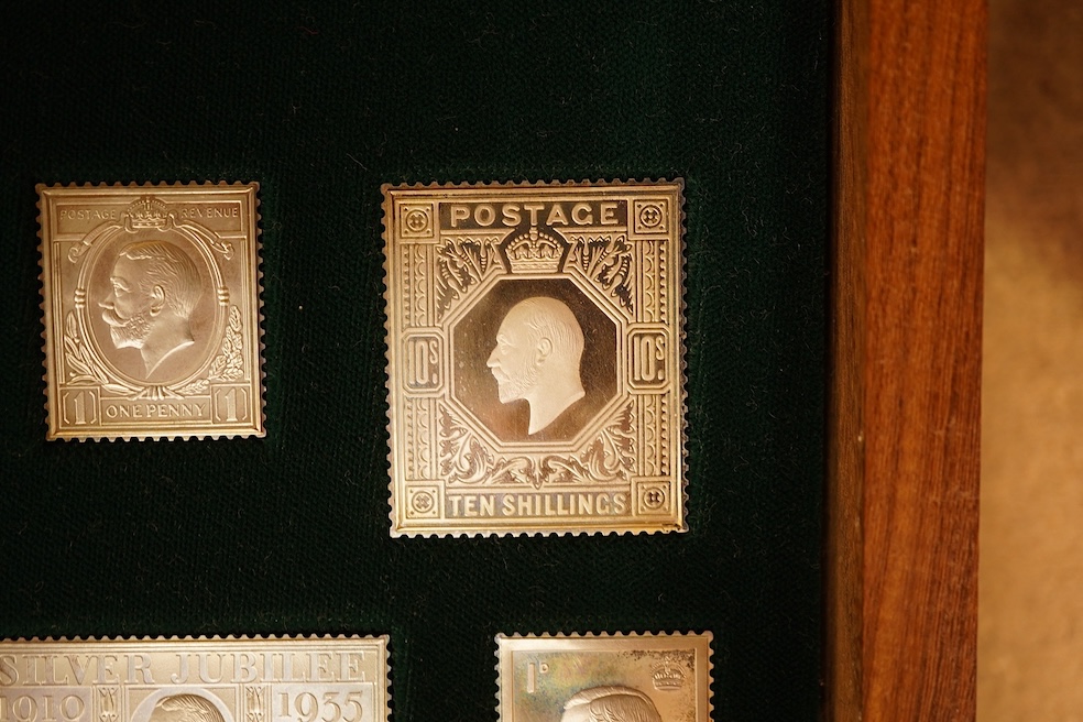 Hallmark collections, 'The Stamps of Royalty', produced in sterling silver to commemorate the Queen‘s silver jubilee 1977, cased with certificate